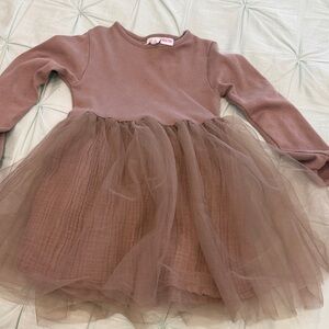 Zara Brown Kids Dress with Tulle Skirt